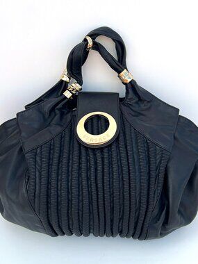 Gorgeous!! Authentic VERSACE Mainline Black Leather Hobo Bag